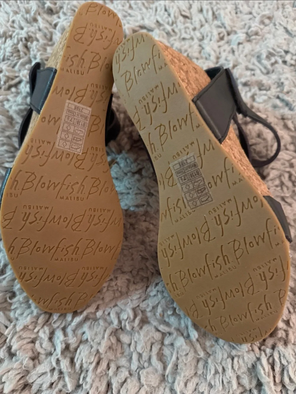 Blowfish Black Cork Wedge Sandals